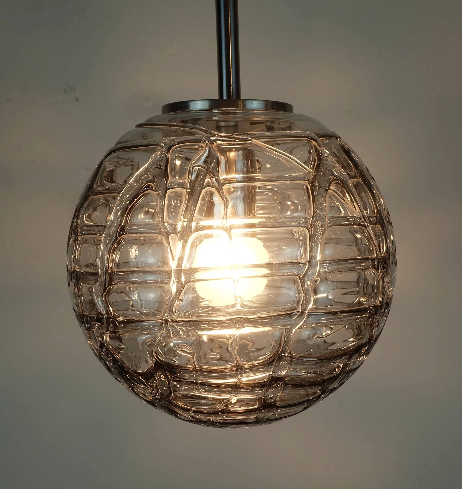 No. 2 of 2 - elegant doria pendant lamp clear and smoke grey 60s 70s