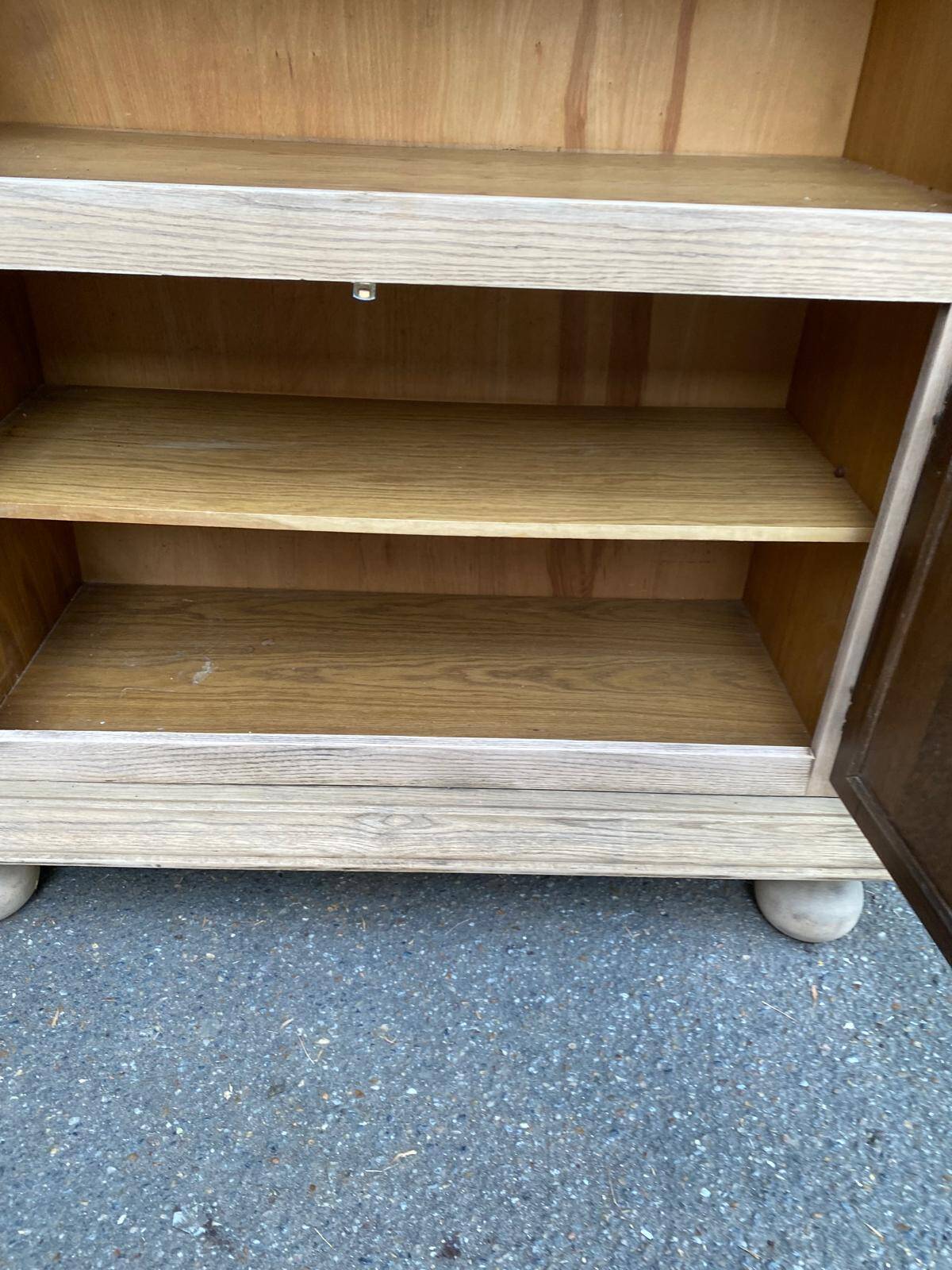 Buffet armoire with 4 doors, diamond point, stripped in light oak from the 1970s.