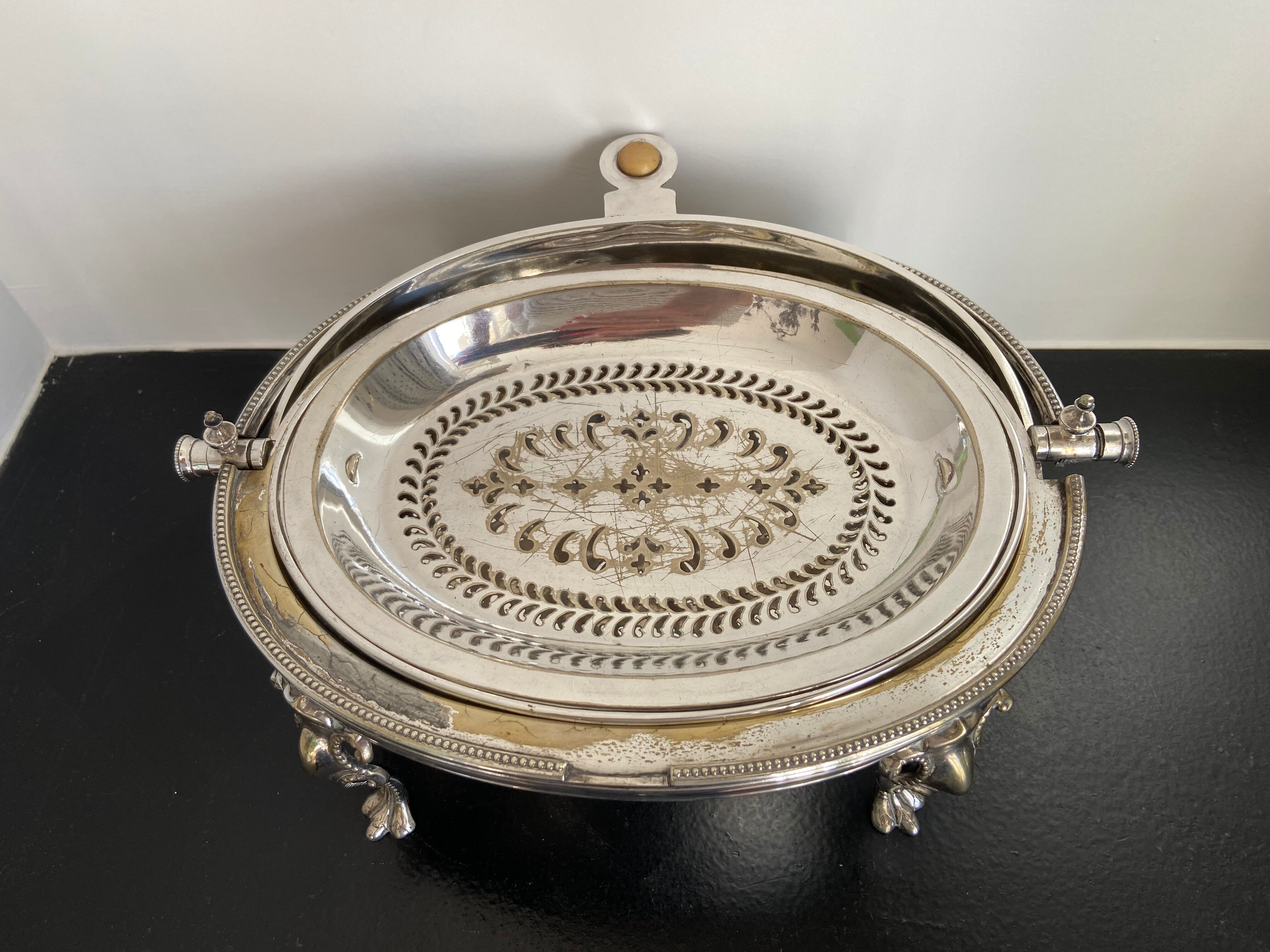 Oval bell old silver metal