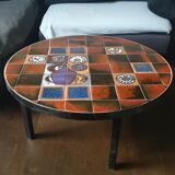 Coffee table, ceramic tray, metal feet, circa 1960
