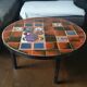 Coffee table, ceramic tray, metal feet, circa 1960
