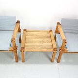 Gerd Lange Japandi style safari arm-chairs and Table, 1965