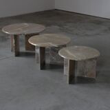 Ensemble de 3 tables basses en marbre - Italie années 1970