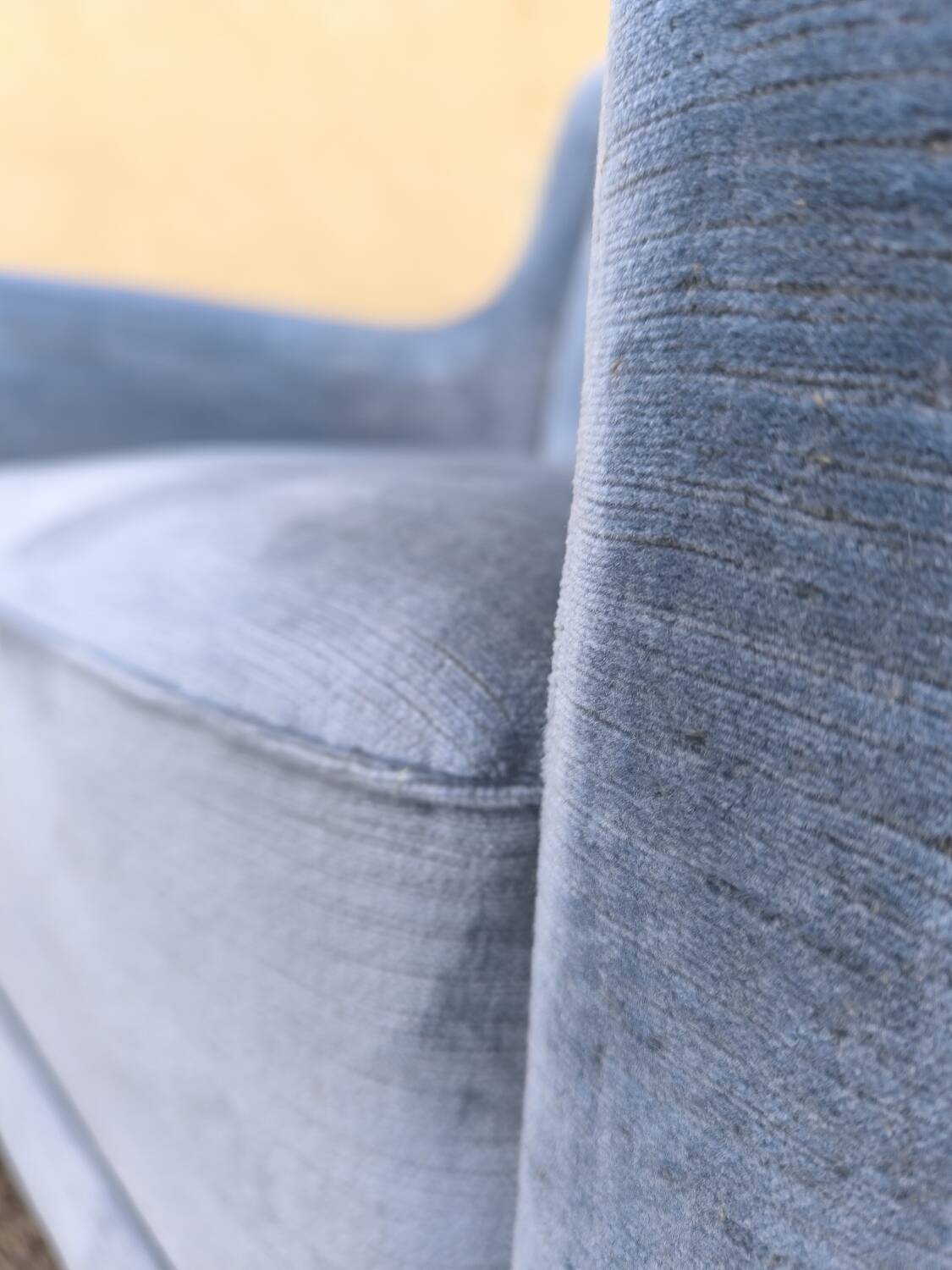 Cocktail armchair in sky blue velvet 1960s