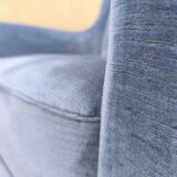 Cocktail armchair in sky blue velvet 1960s