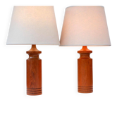 Grandes lampes de table danoises en teck de style mid-century moderne, ensemble de 2