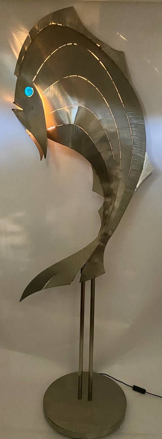 Fish in stainless steel Lighting object from Reinhard Stube