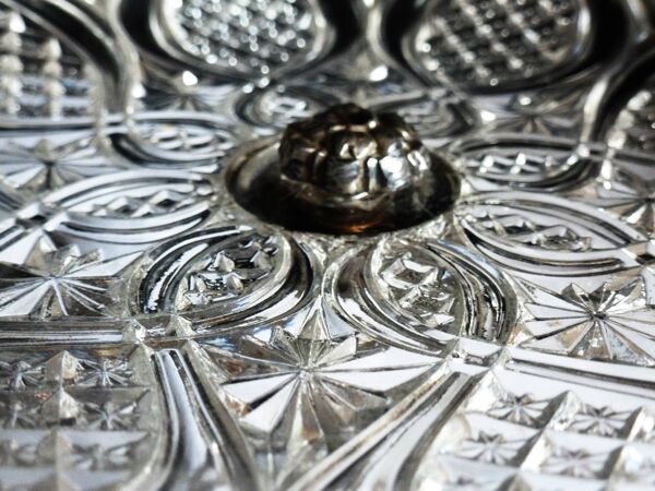 Présentoir à fruits art déco 2 étages, Coupe à fruits art déco verre/métal