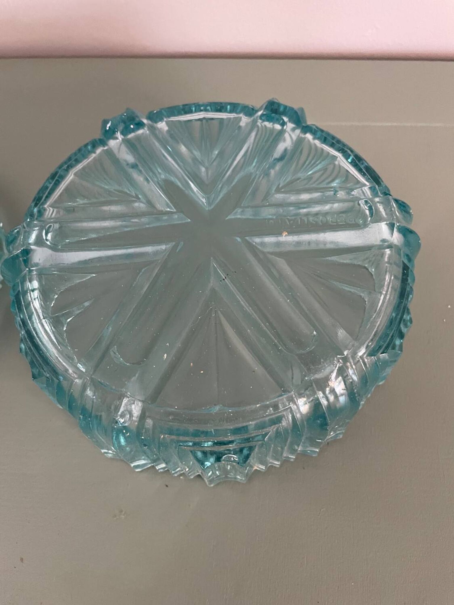 Blue glass bonbonnière, glass box