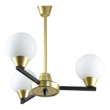 Vintage Italian Metal and Opaline Glass Chandelier