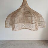 Immense rattan suspension in the shape of a flower, tulip, corolla H1m D1m50