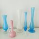 Set of 5 pastel opaline soliflore vases