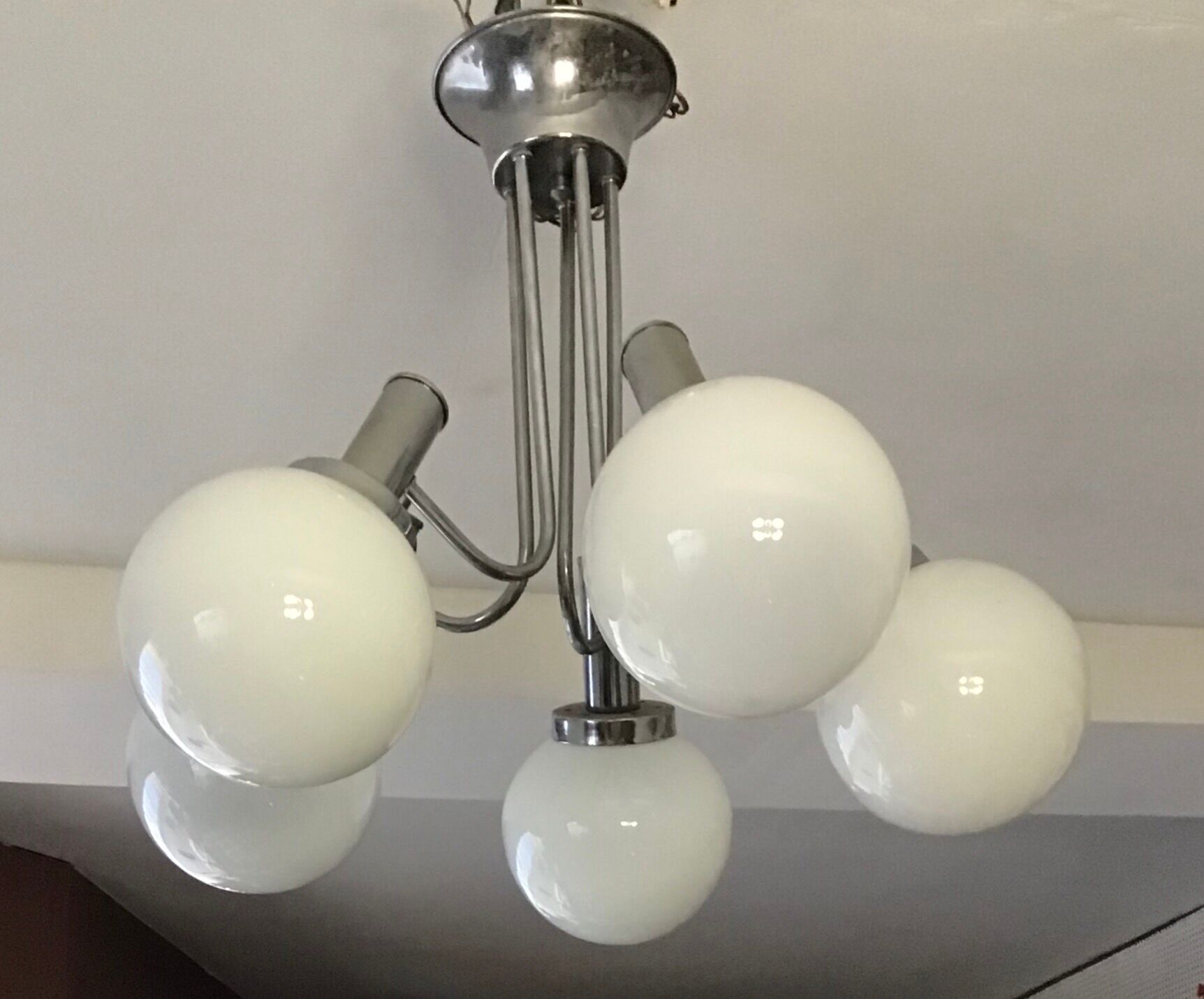 5-ball chrome chandelier 70-80s