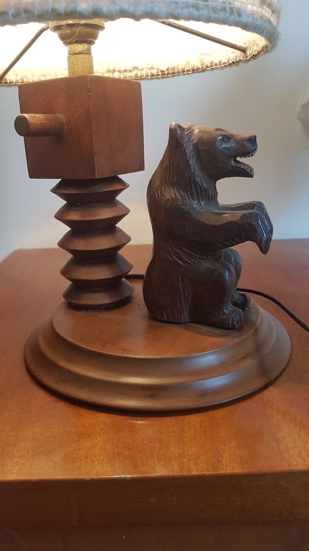 Lampe ours en bois