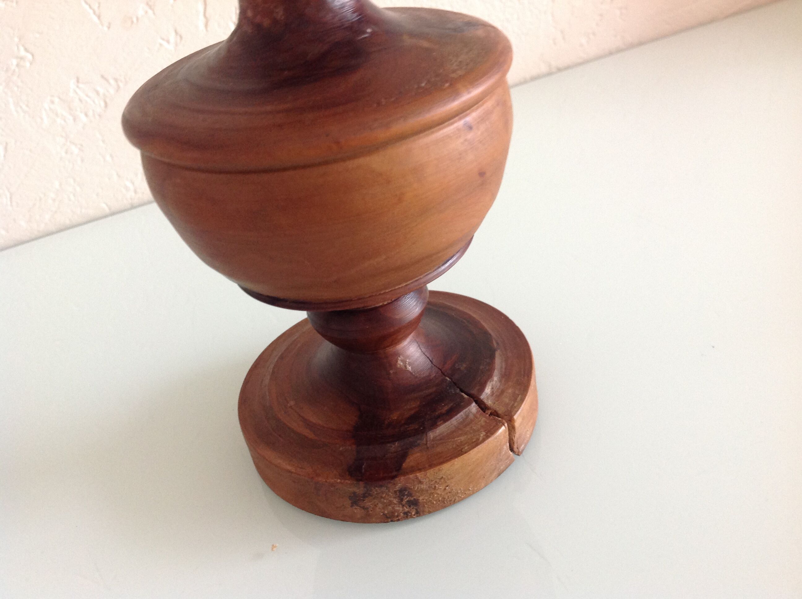 Pair of raw wood candlesticks