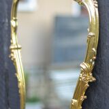 Console and its vintage mirror, brass and marble wall console, rococo style brass mirror