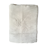 Linen thread sheet with monogram M M