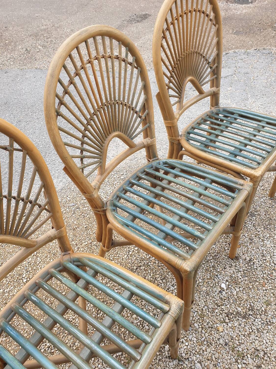 4 bamboo chairs