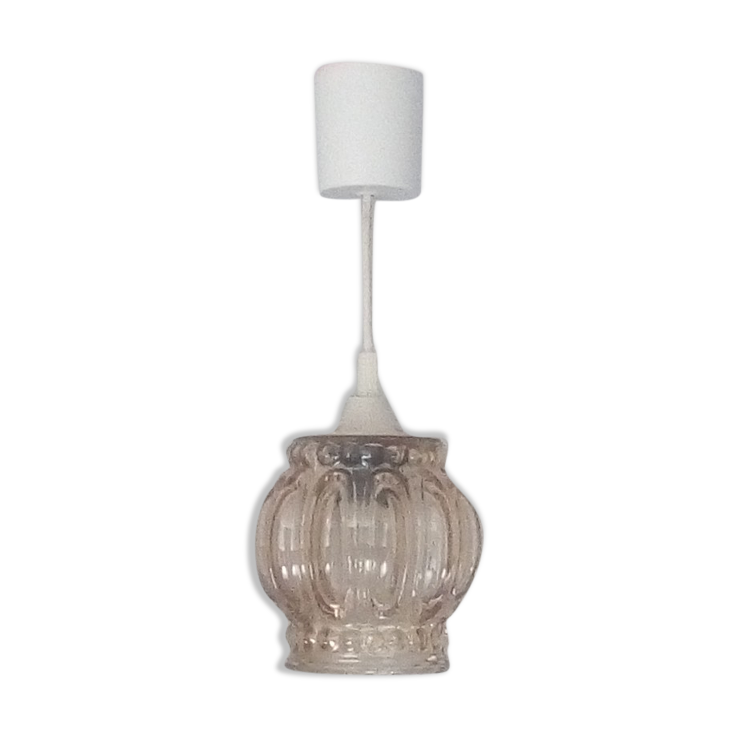 Hanging lamp in amber moulded glass 60/70 years