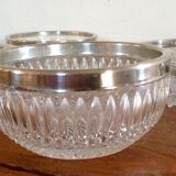 Plats et ramequins en verre ciselé et métal argenté