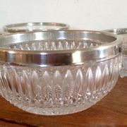 Dishes and ramekins chiseled glass and silver metal