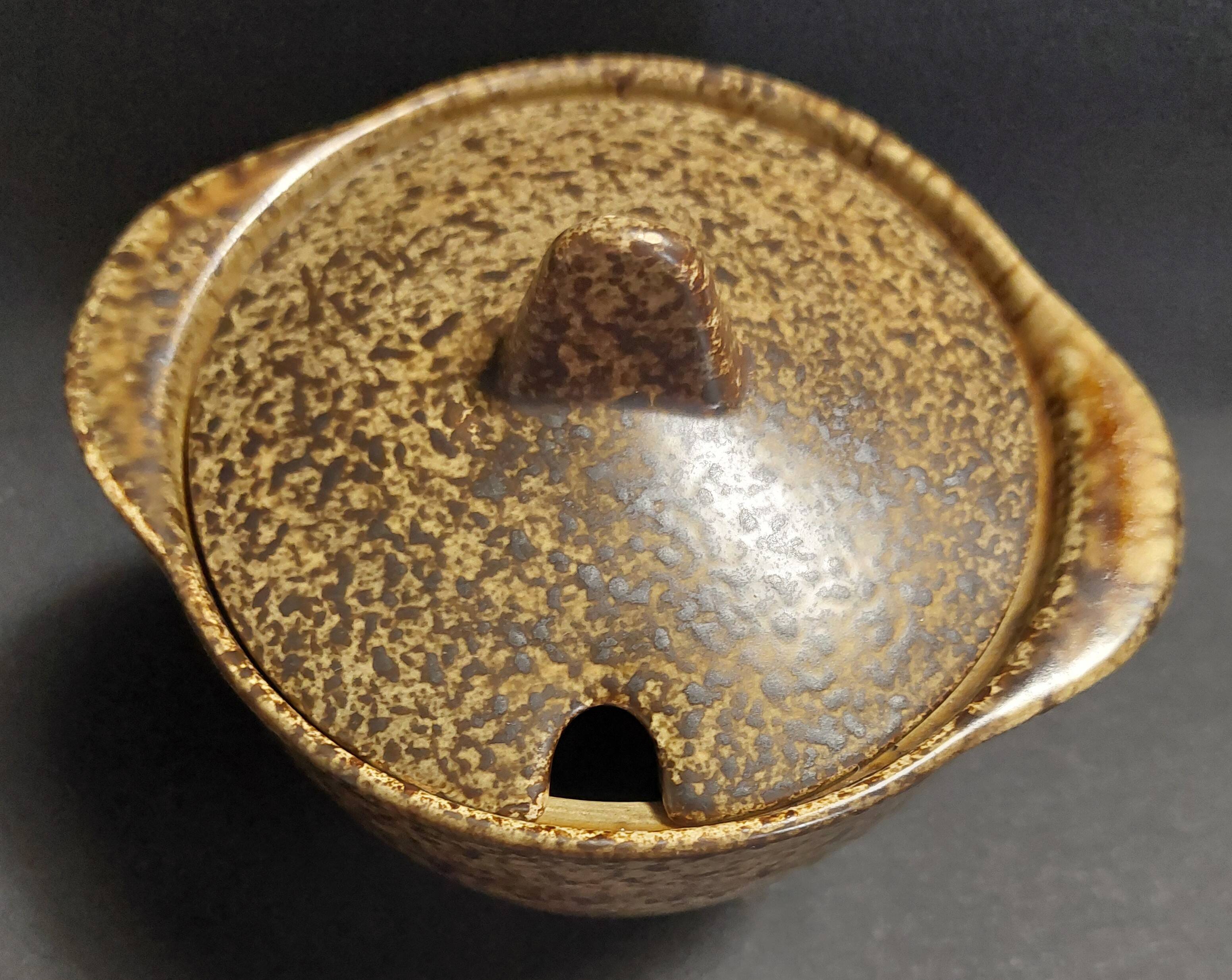 Vintage stoneware mustard pot from the 20th century