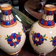 Desvres by Henri Delcourt: pair of signed Art Deco vases.