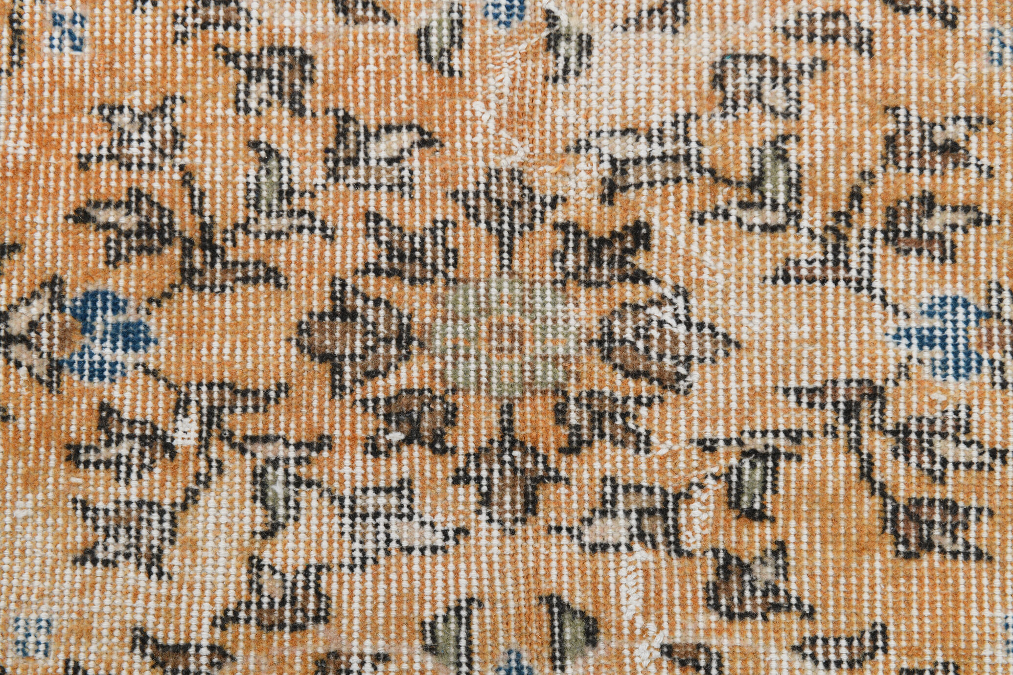 8x12 handmade orange foloral turkish rug 383x257cm