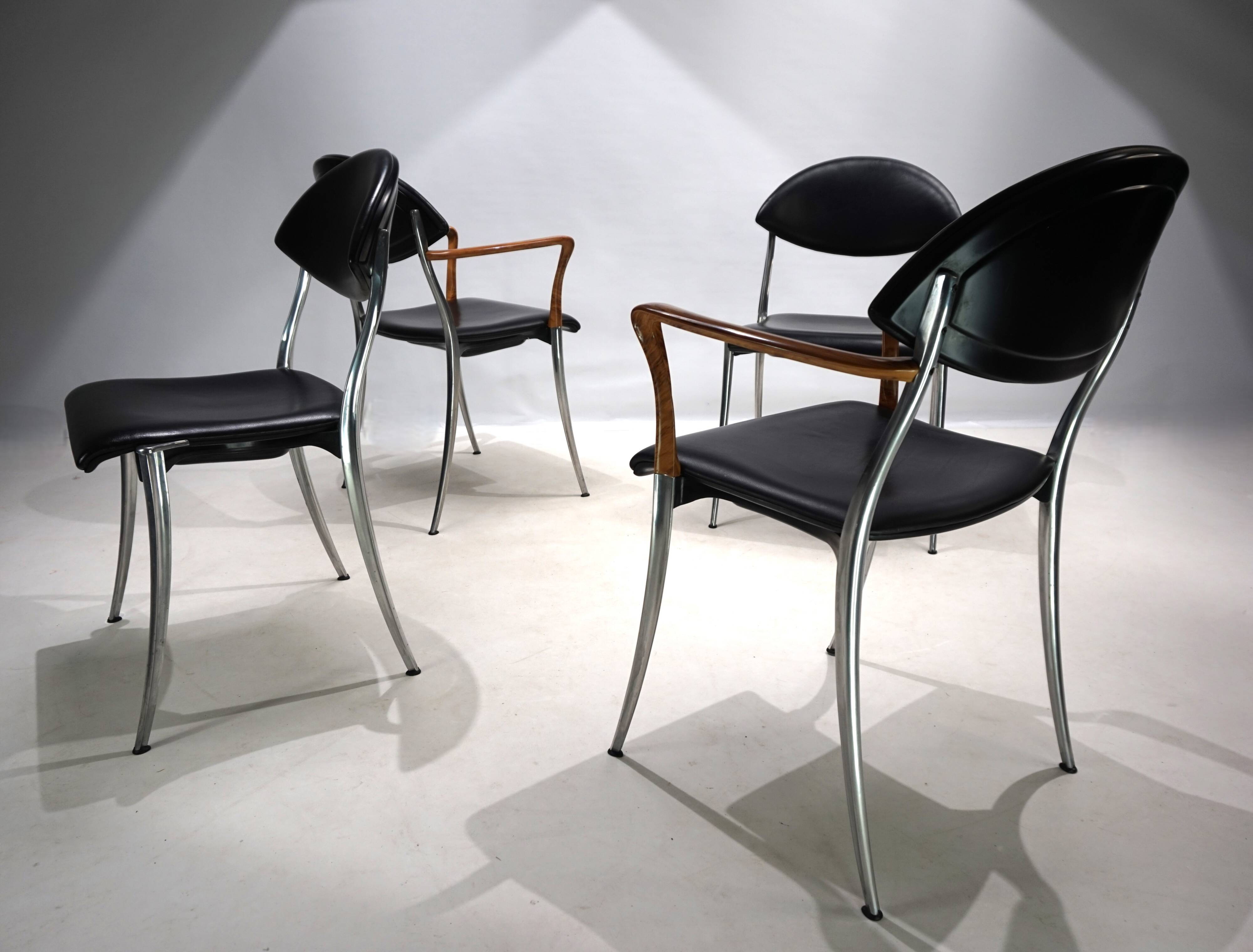 Set of four Coro dining chairs by Luigi Origlia, 1980