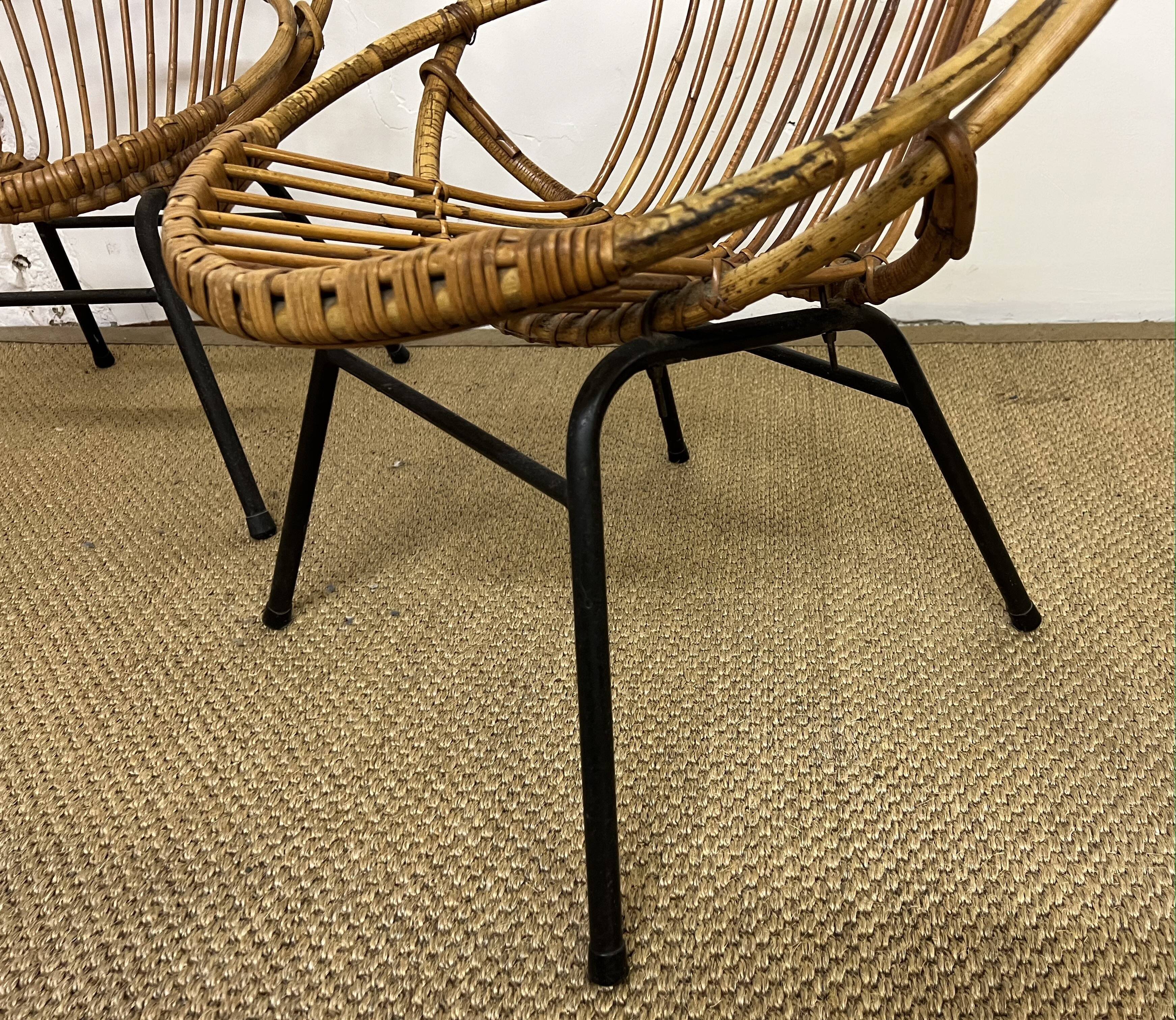 Rattan armchairs feet metal