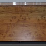 Walnut Burr buffet with drawers and wheels, part of a set.