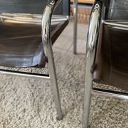 Pair of Klinte armchairs, Tord Bjorklund style, in brown leather, 1980