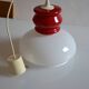 White and red opaline glass chandelier vintage 1970 space age