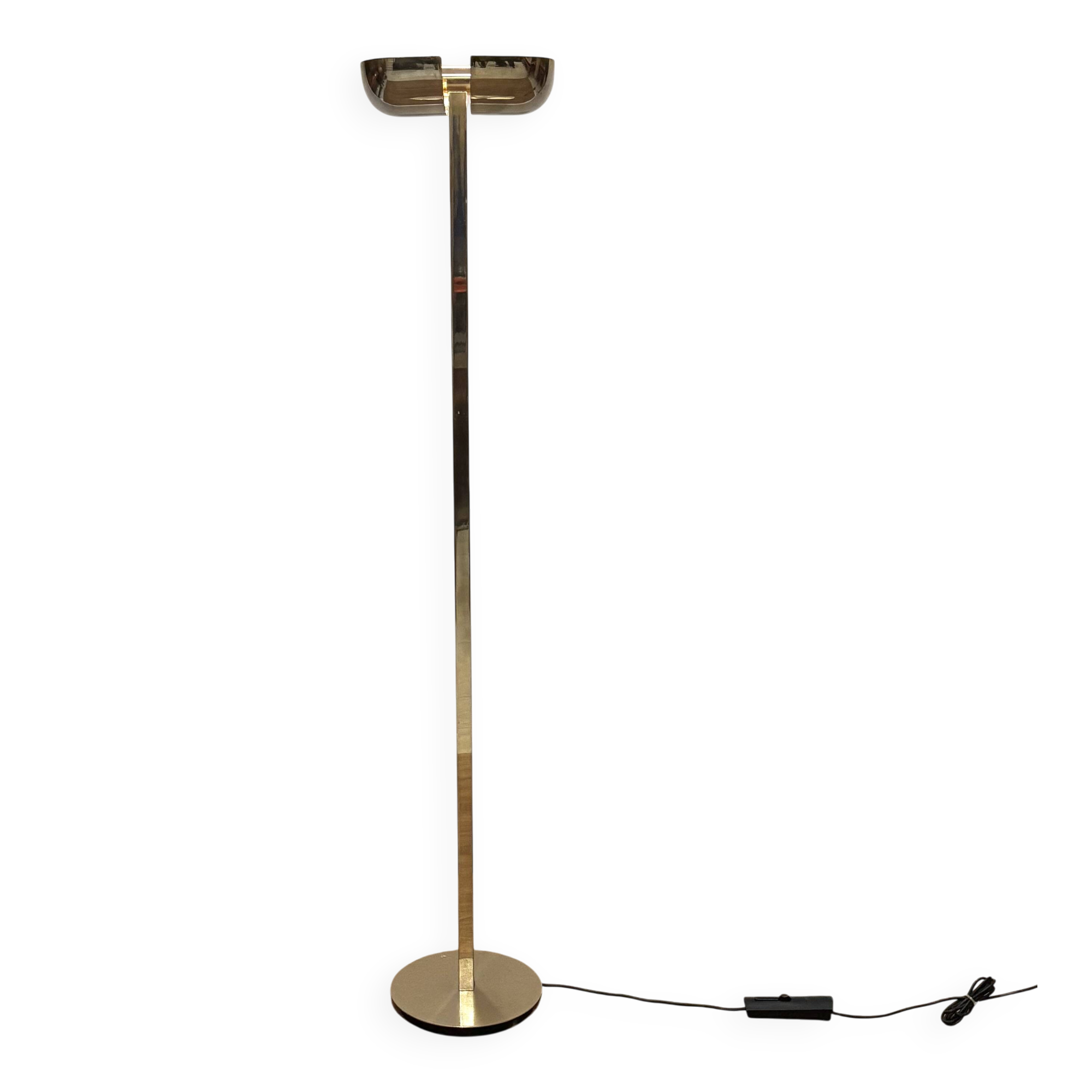 1980s golden metal floor lamp