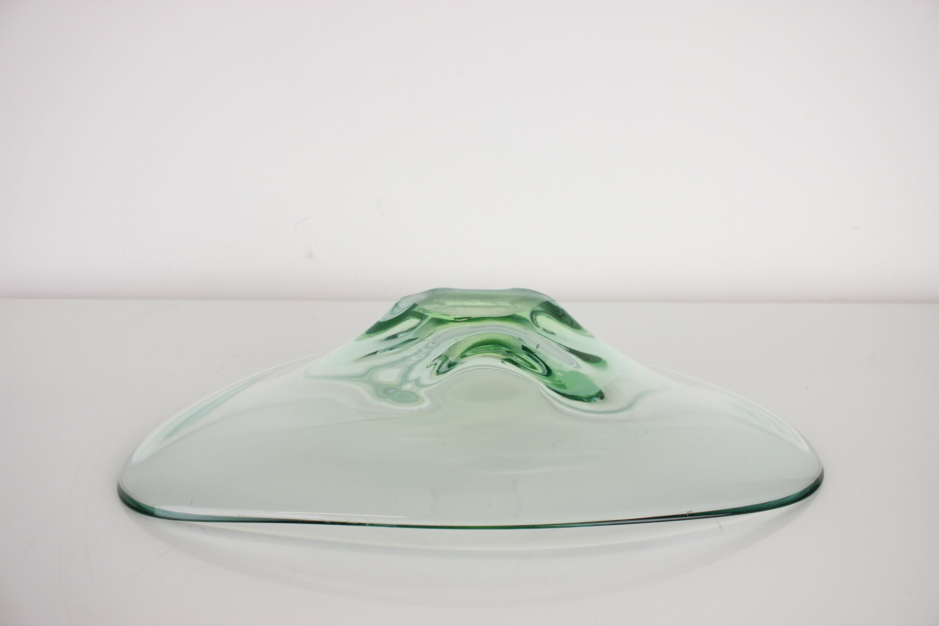 Mid-century art glass big bowl by zelezno borske sklo, 1960's