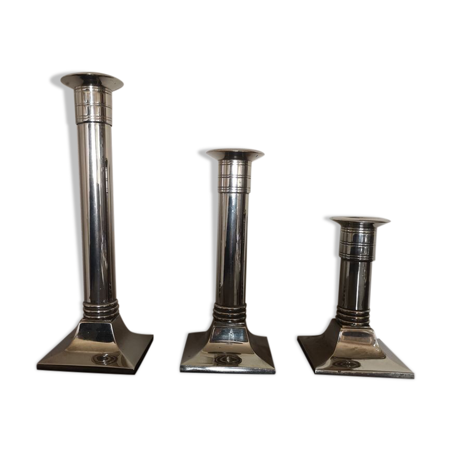 Suite of three neoclassical candle holders in silver bronze - Art Deco - 1920s/1930s