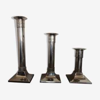 Suite of three neoclassical candle holders in silver bronze - Art Deco - 1920s/1930s