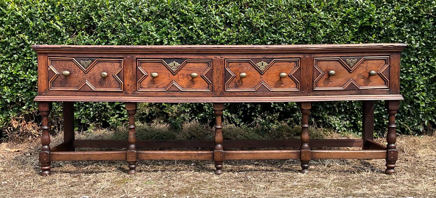 Antique 18th century solid oak Jacobean style sideboard