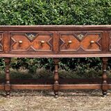 Antique 18th century solid oak Jacobean style sideboard
