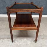 Rolling Cart in Rosewood with Black Formica Top, 1960s