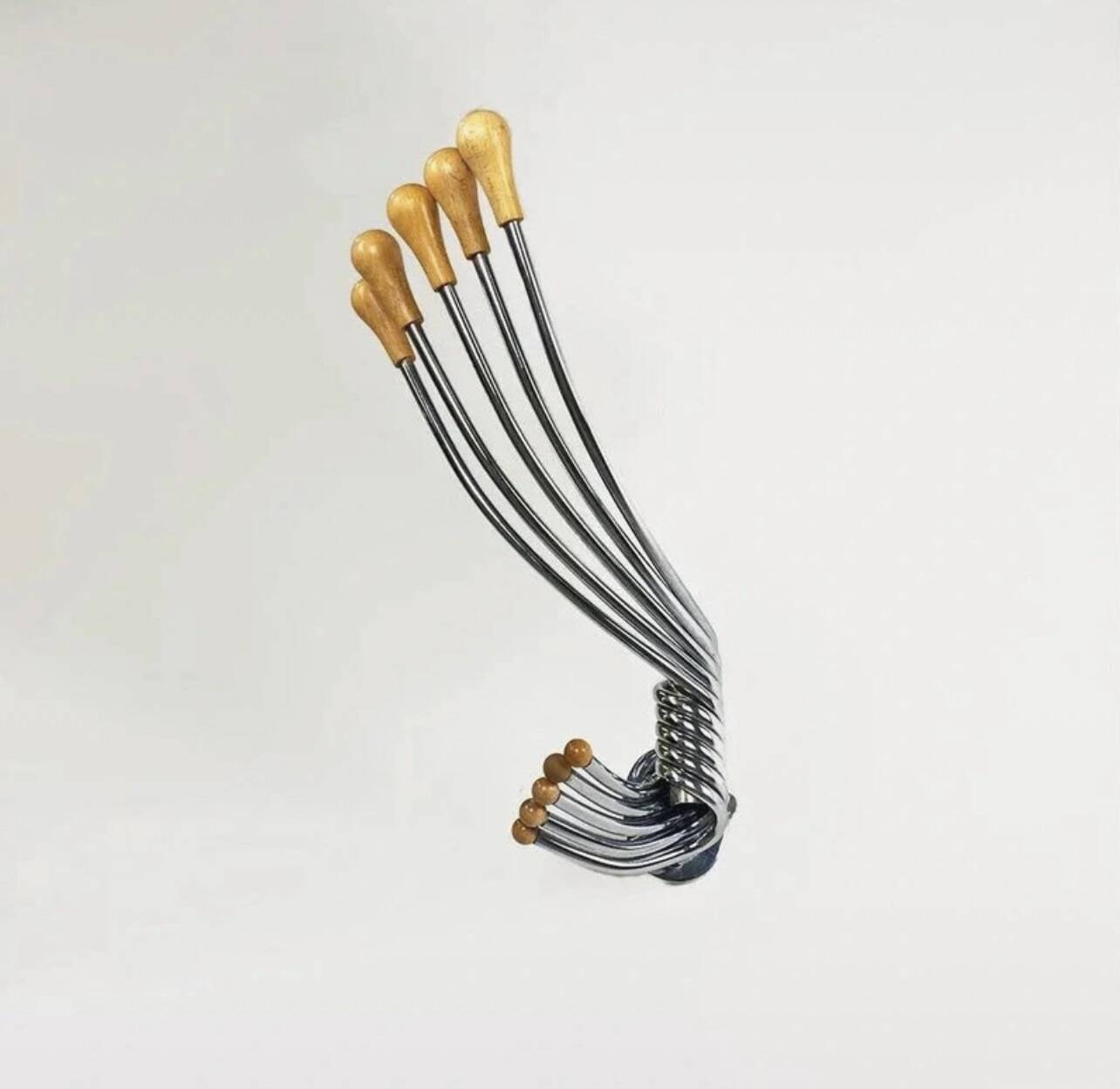 Modern Italian wall coat rack with lock, in chrome steel and b