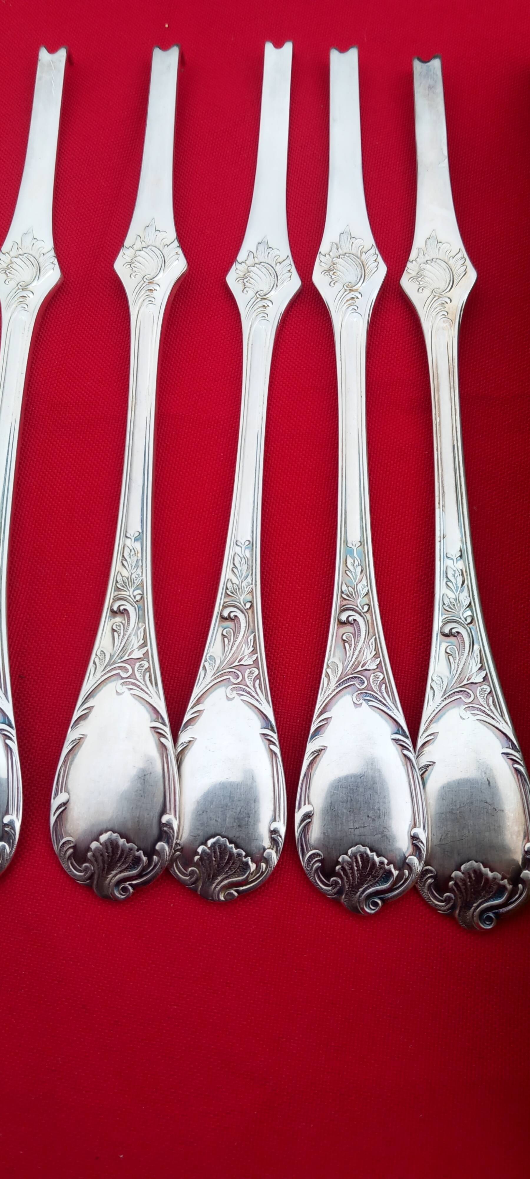 Christofle 12 lobster curettes - marly model - silver metal