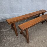 Pair of solid oak benches