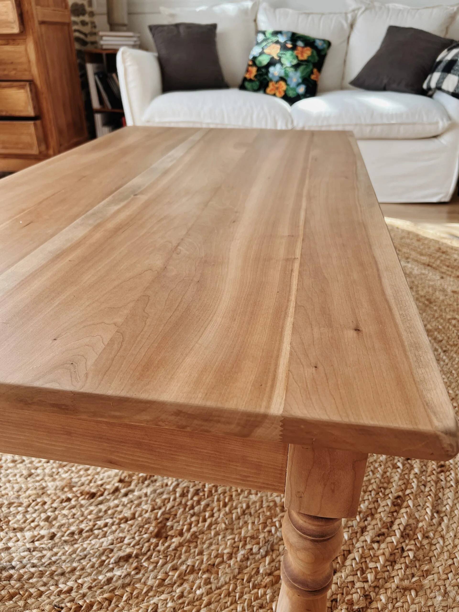 Coffee table in solid cherry wood
