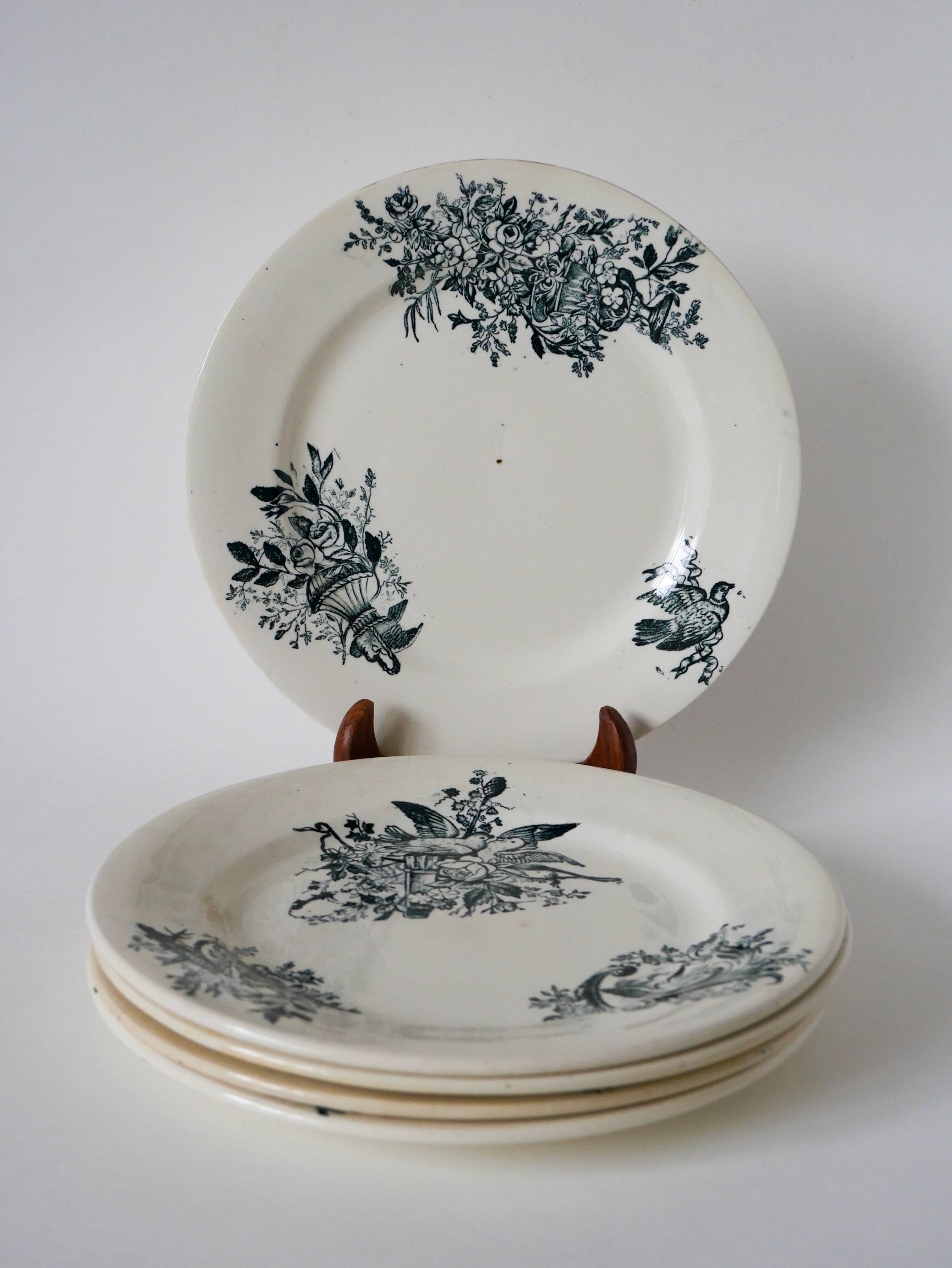 Set of 5 flat plates in terre de fer salins 19th century