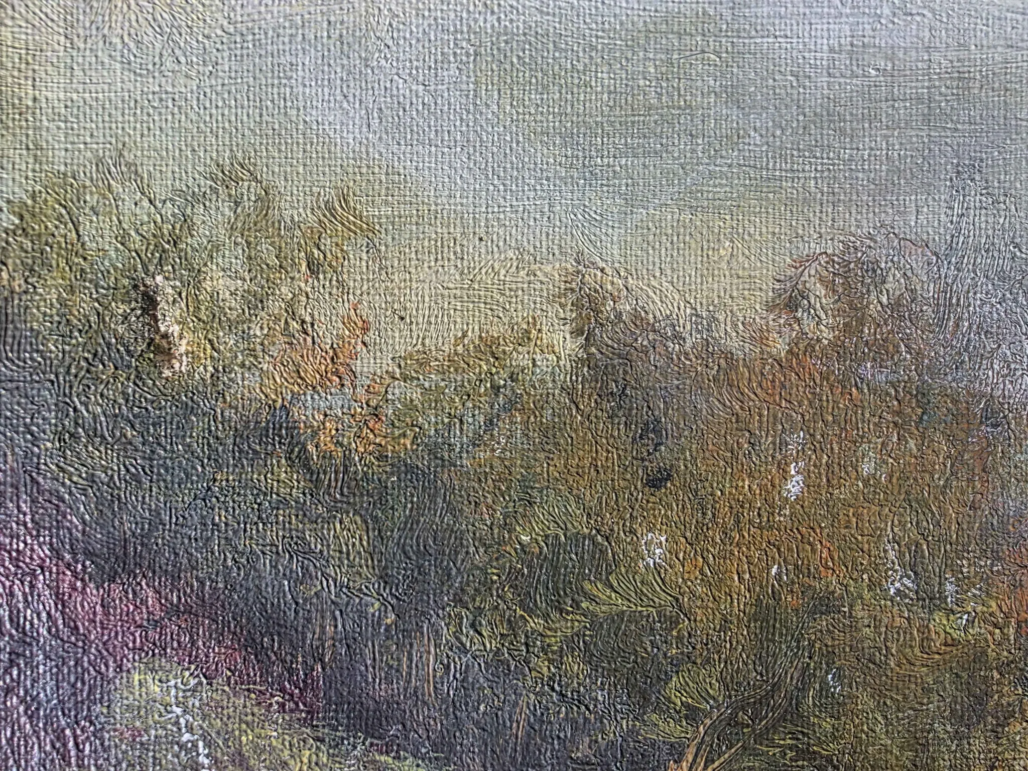 Vintage Moody Impressionist Oil Landscape Painting