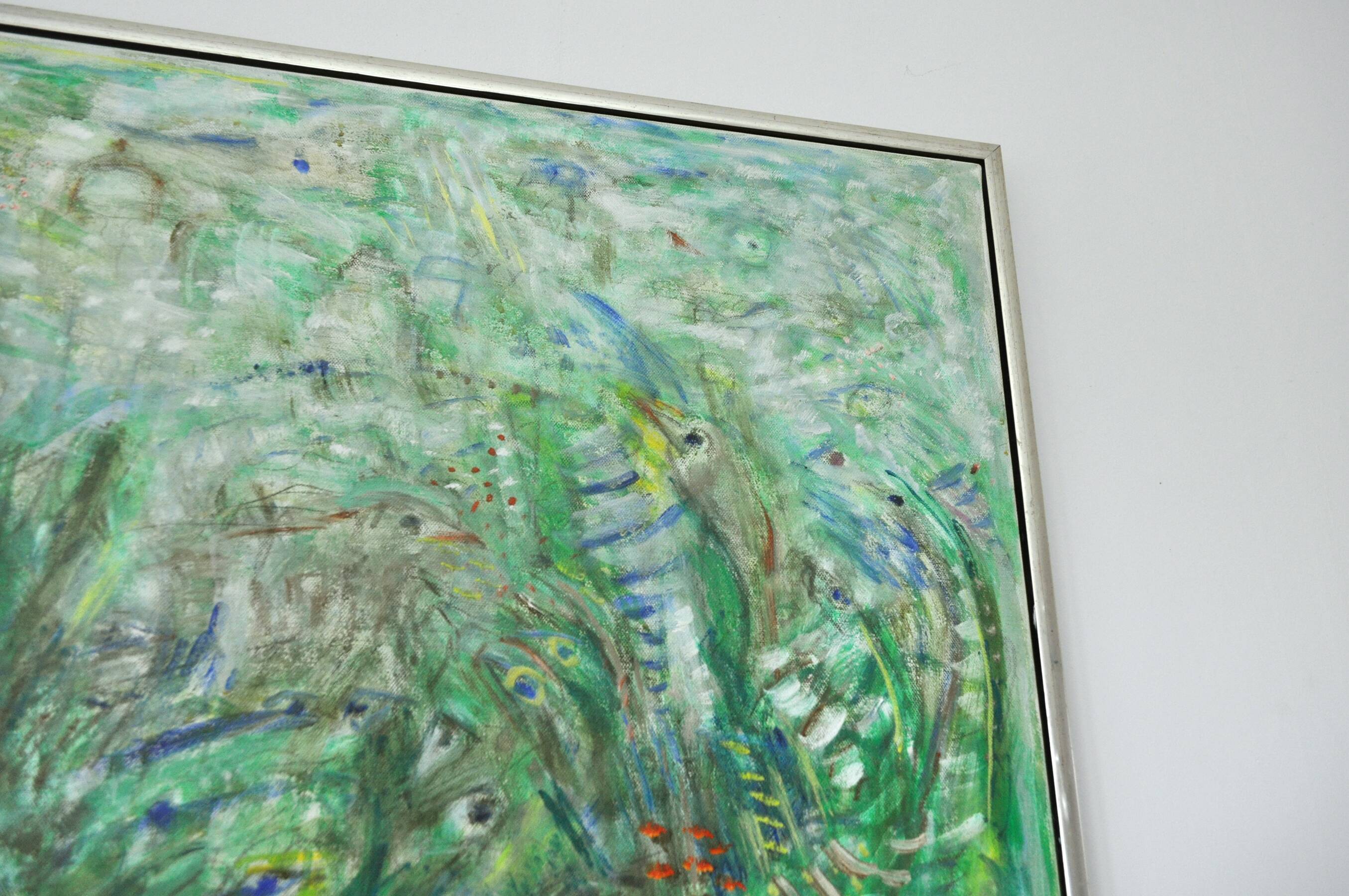 Abstract impressionism painting - Movement. Green Growth