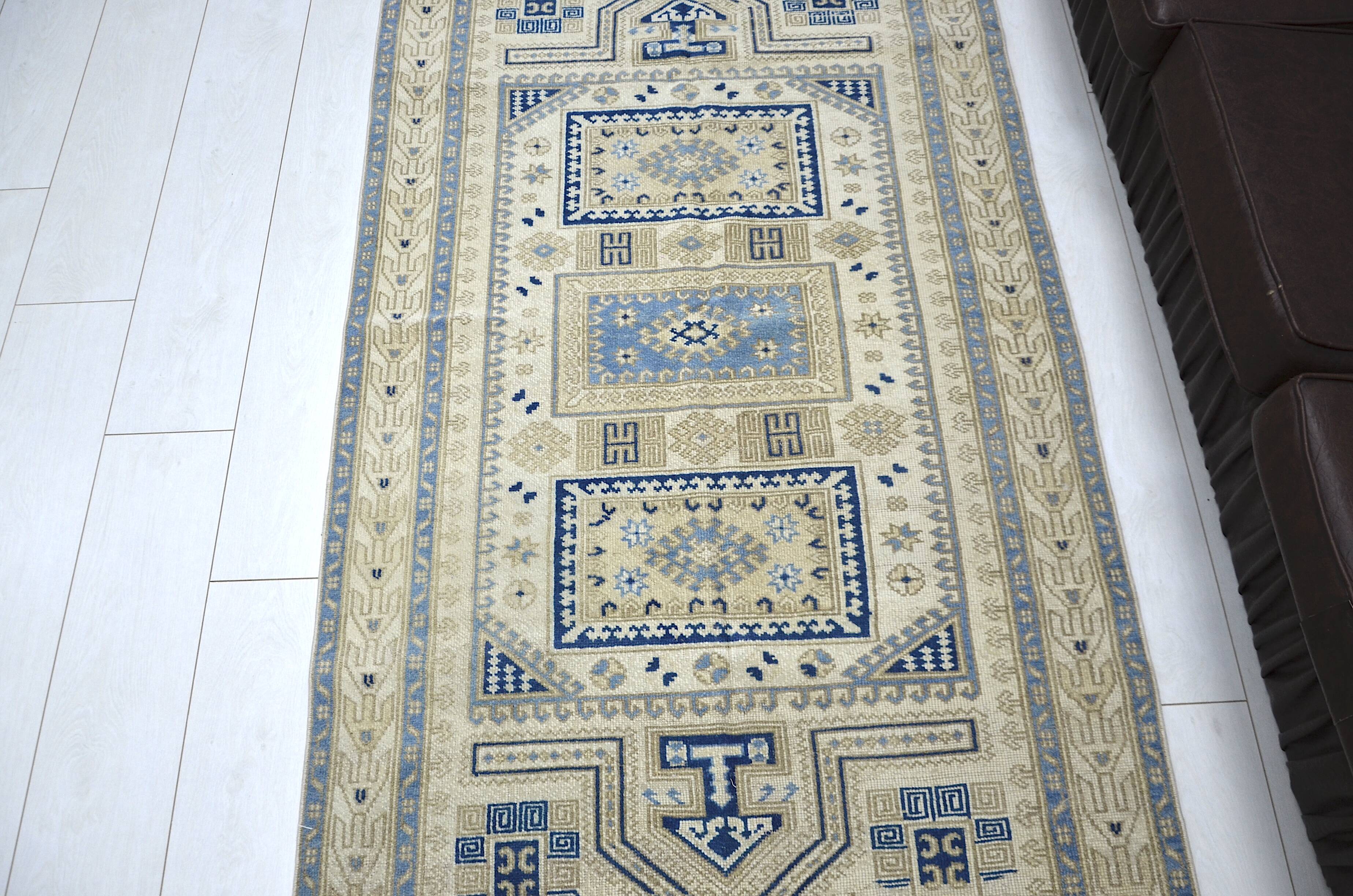 Beige & Blue Turkish Wool Rug sku 2290.