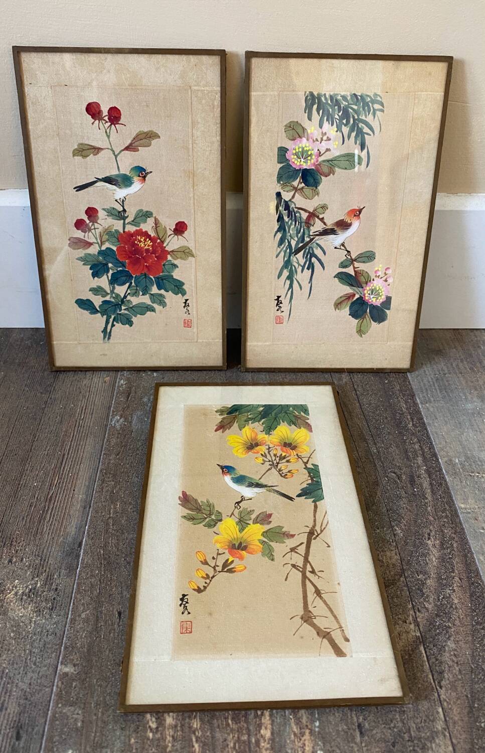 Trio of Japanese ornithological plates