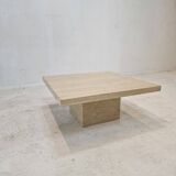 Table Basse Carrée Italienne en Travertin, 1980s